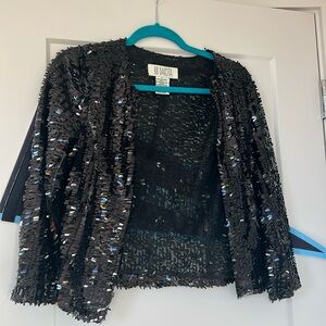 BB Dakota open front black sequin cardigan small